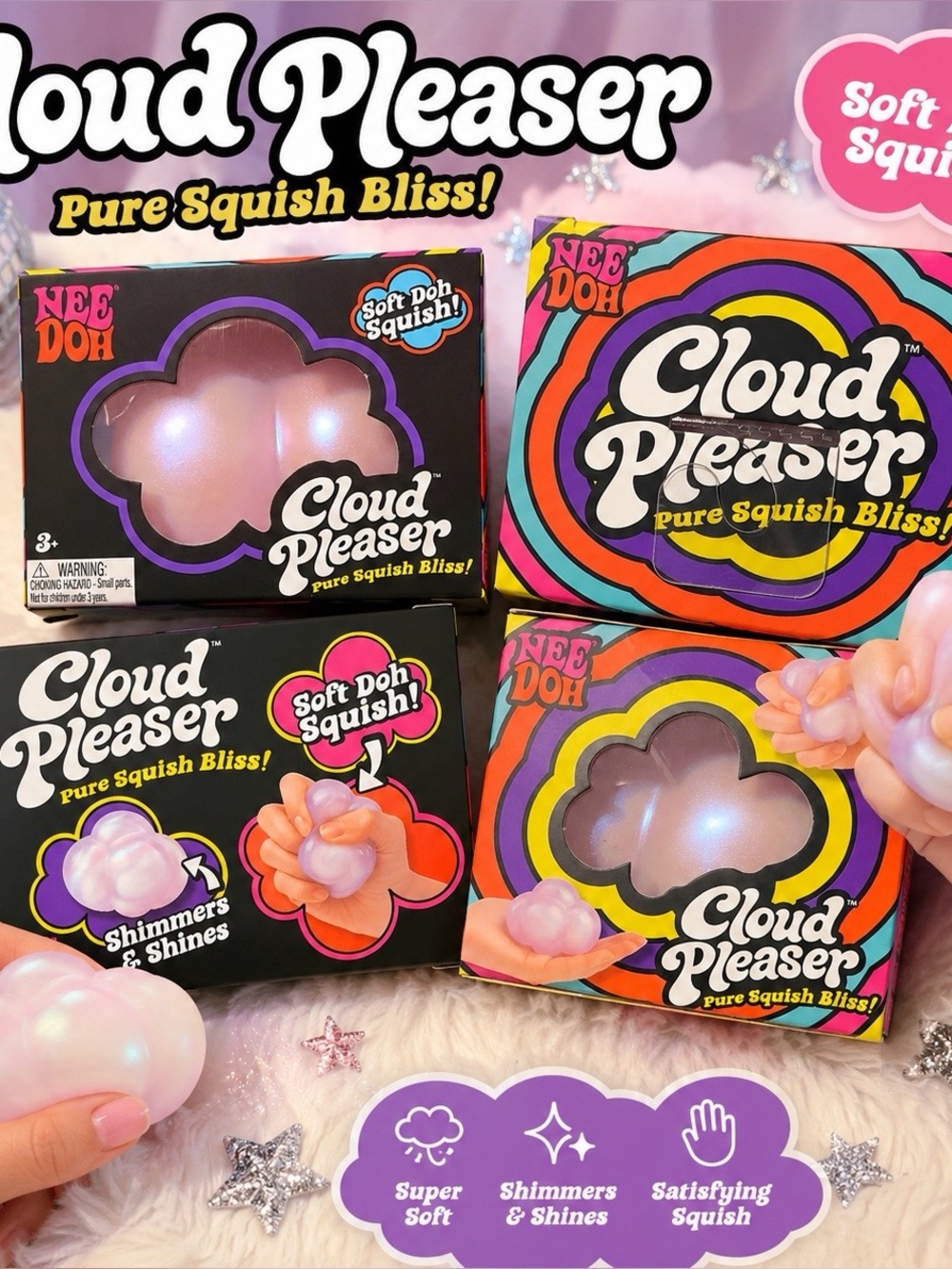 Cloud Pleaser Soft Squish Toy - Pink Cloud